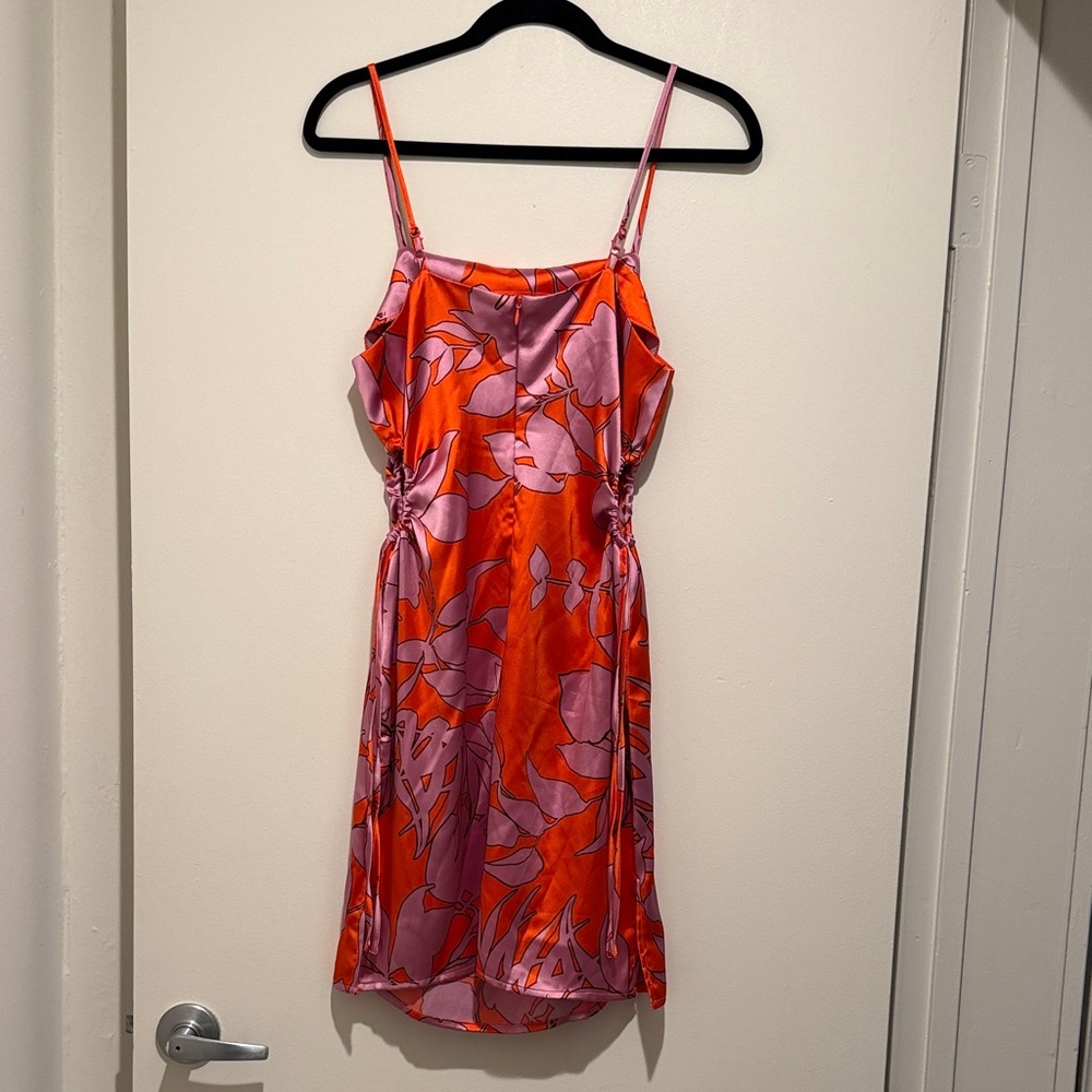 Christian Lacroix Orange and Pink Floral Midi Slip Dress - Picture 2 of 5